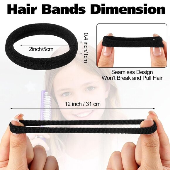 Black Hair Ties Bulk 1000 pcs Cotton Elastics for Women Men Kids Hairbands